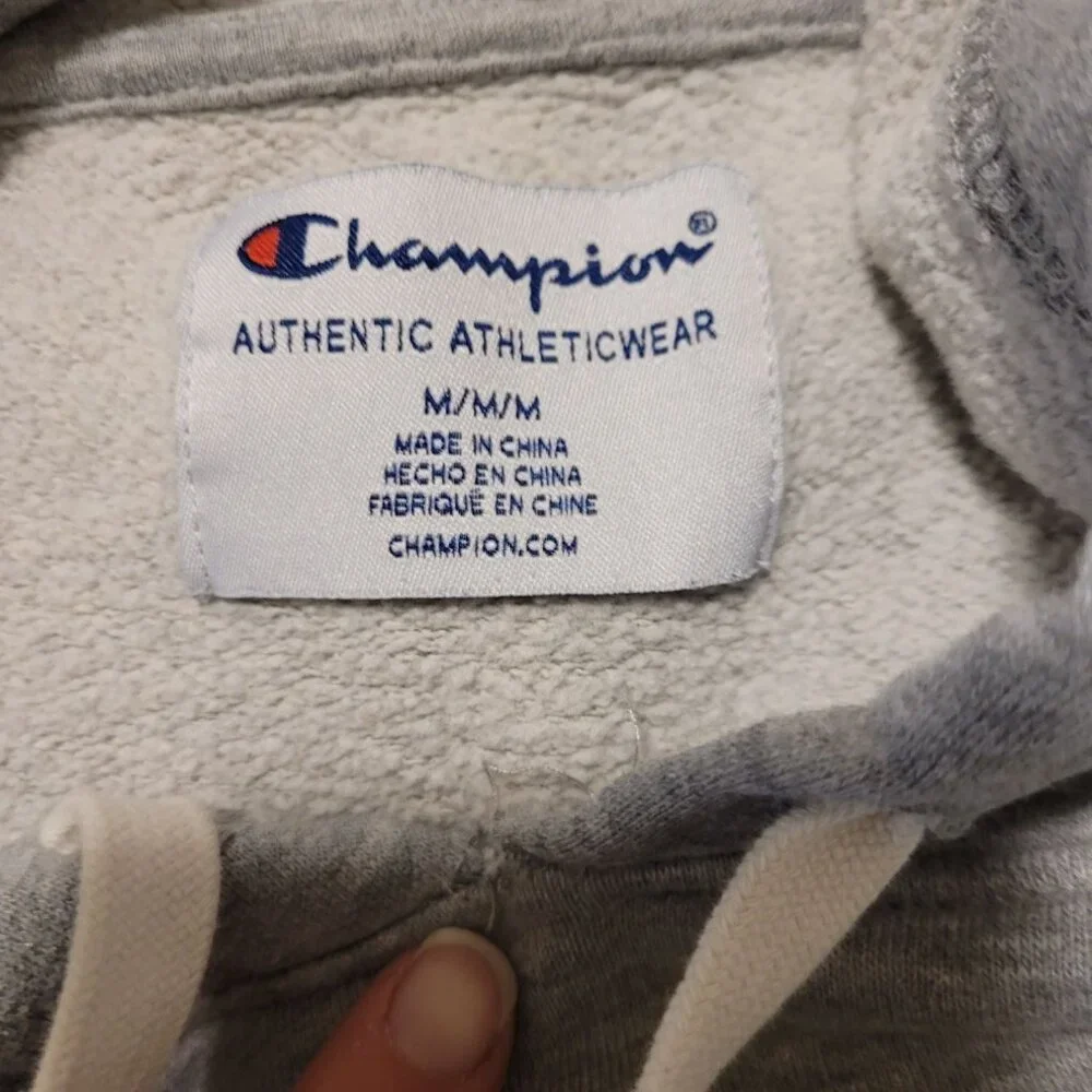 Champion Pullover Sweatshirt Gray Hooded Pocket M bloke normcore grandpa bloke M - Picture 4 of 5